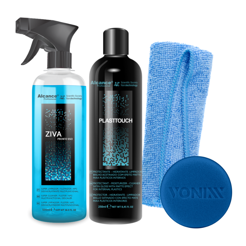 Alcance Kit Limpieza y Renovador de Plásticos – Ziva + Plasttouch 250 ml + Microfibra + Aplicador – vista 1