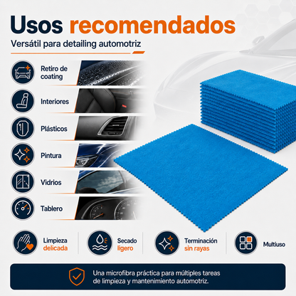 Paños Microfibra Multipropósito 48 Unidades 30x30 cm Azul Corte Láser Sin Bordes
