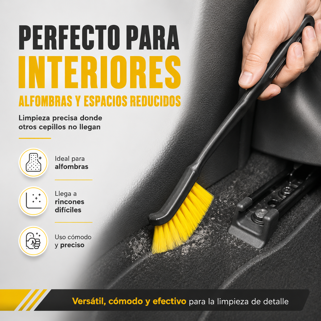 Cepillo de Detalle Multiuso para Interiores, Alfombras y Guardafangos