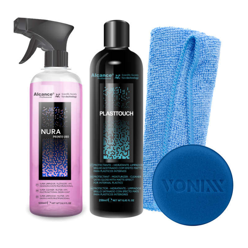 Alcance Kit Limpieza y Renovador de Plásticos – Nura + Plasttouch + Microfibra + Aplicador – vista 1