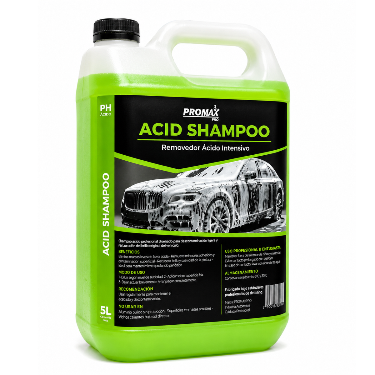 Acid Shampoo PROMAX PRO 5 litros, shampoo ácido anti sarro para detailing