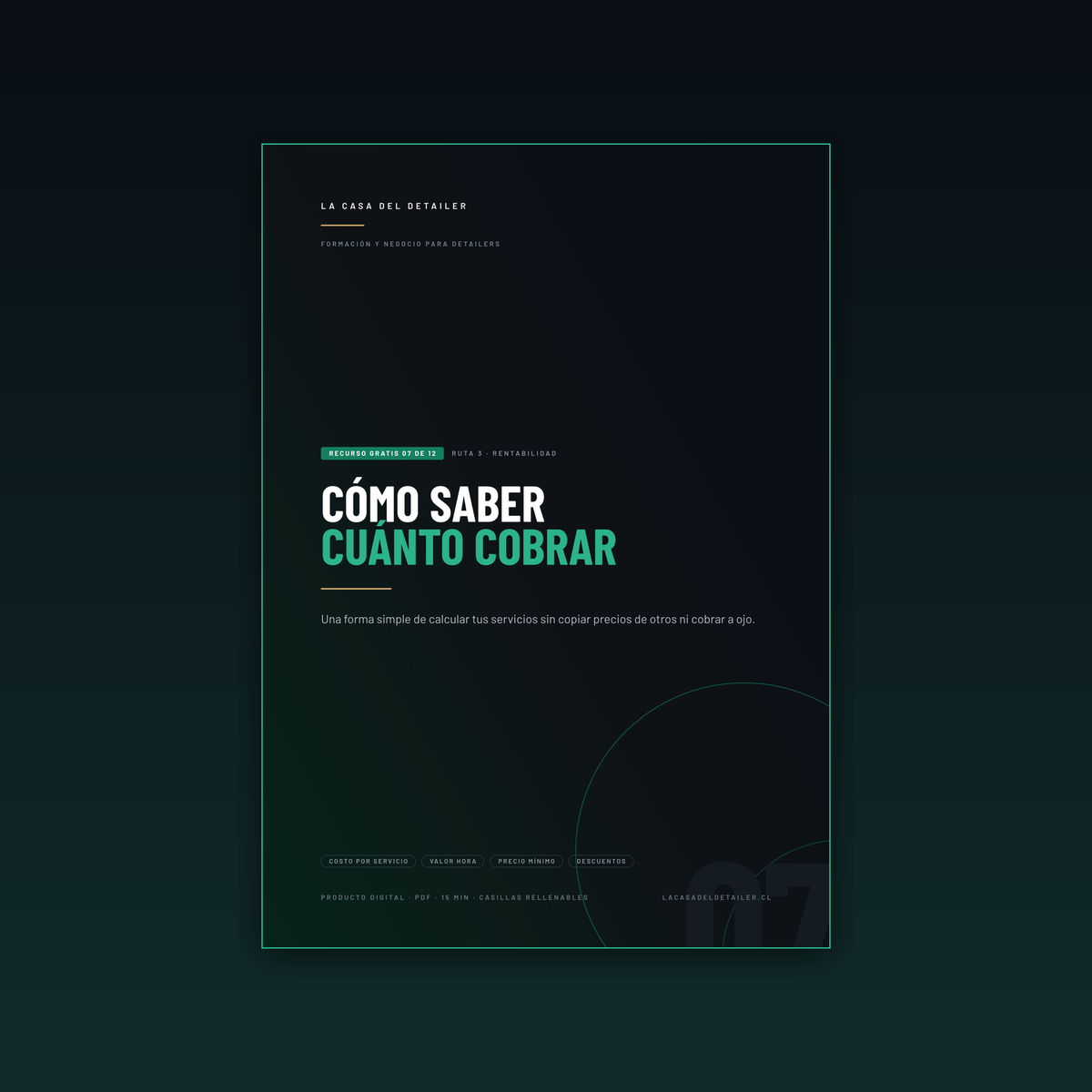 Portada del recurso gratuito Cómo Saber Cuánto Cobrar en detailing